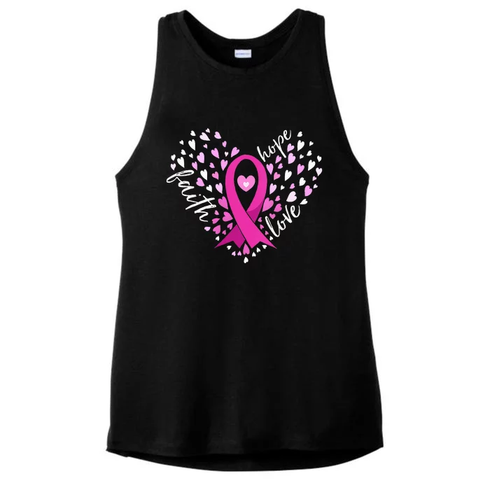 Faith Hope Love Breast Cancer Awareness Pink Ribbon Warrior Ladies Tri-Blend Wicking Tank