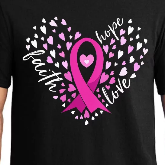 Faith Hope Love Breast Cancer Awareness Pink Ribbon Warrior Pajama Set