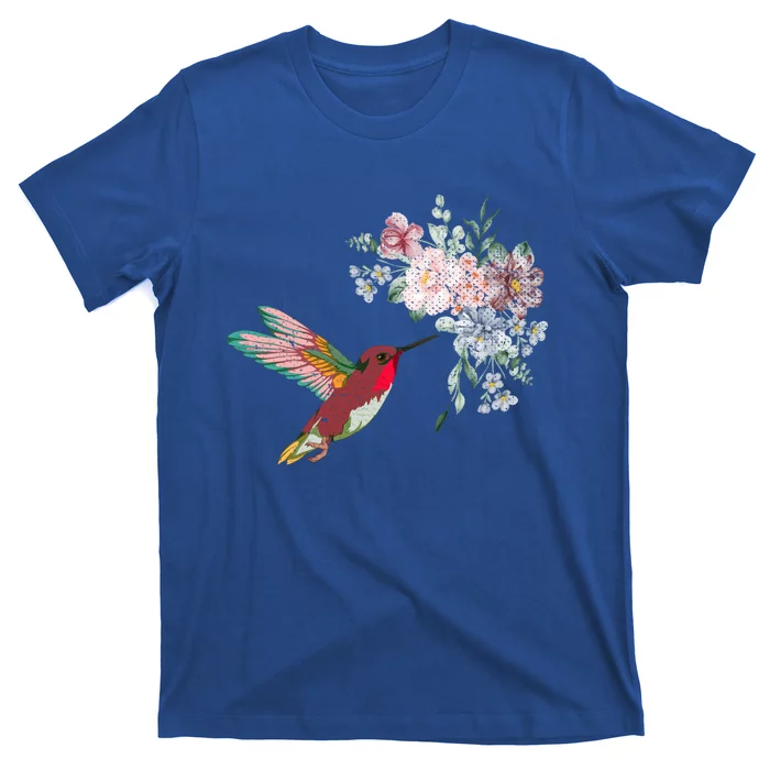 Flowers Hummingbird Lover Vintage Nature Hummingbird Cool Gift T-Shirt