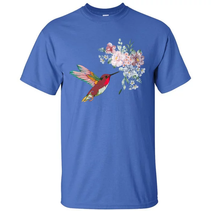 Flowers Hummingbird Lover Vintage Nature Hummingbird Cool Gift Tall T-Shirt