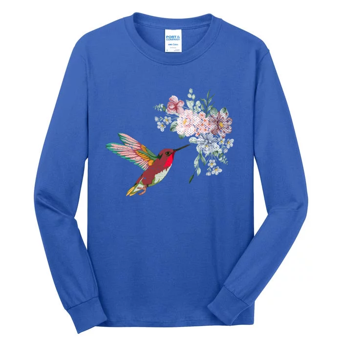 Flowers Hummingbird Lover Vintage Nature Hummingbird Cool Gift Tall Long Sleeve T-Shirt