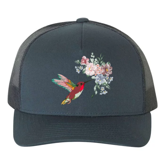 Flowers Hummingbird Lover Vintage Nature Hummingbird Cool Gift Yupoong Adult 5-Panel Trucker Hat