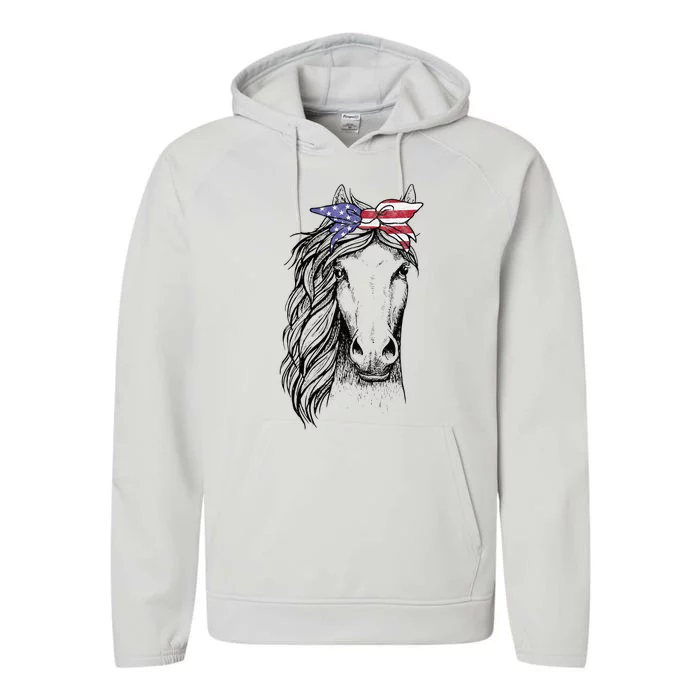 funny Horse Lovers Clothes with Bandana Performance Fleece Hoodie