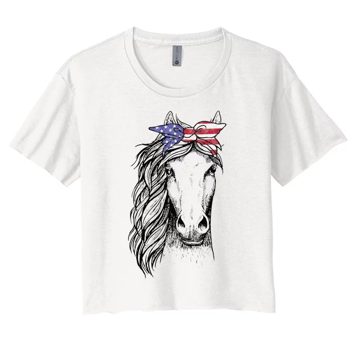 funny Horse Lovers Clothes with Bandana Women's Crop Top Tee