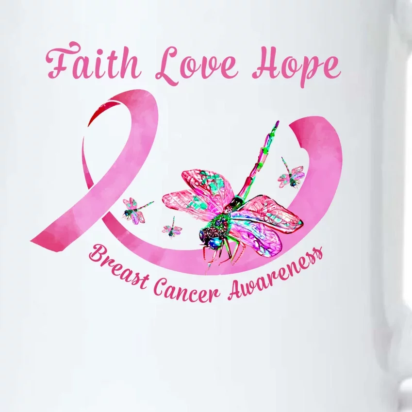 Faith Hope Love Dragonfly Pink Ribbon Breast Cancer Gift Cute Gift Black Color Changing Mug