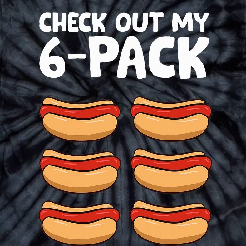 Funny Hotdog Lover Check Out My 6 Pack Hot Dog Tie-Dye T-Shirt