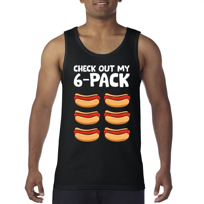 Funny Hotdog Lover Check Out My 6 Pack Hot Dog Tank Top