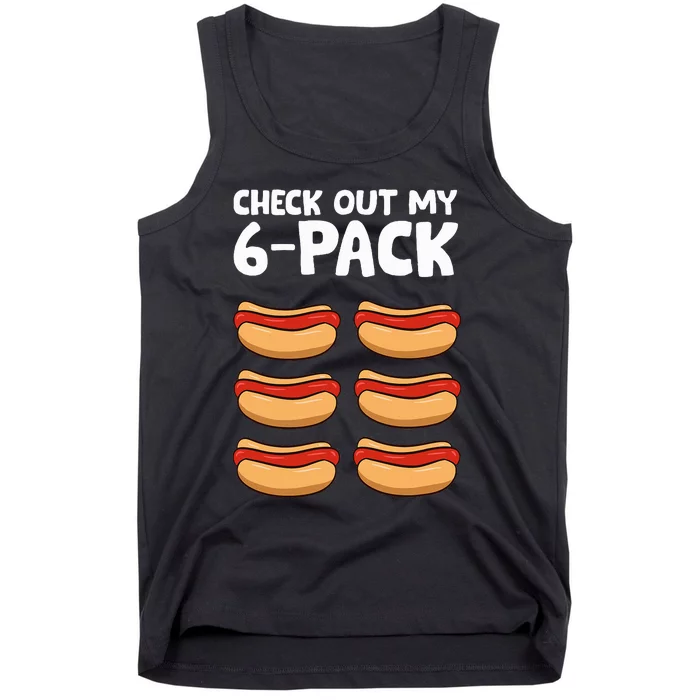 Funny Hotdog Lover Check Out My 6 Pack Hot Dog Tank Top