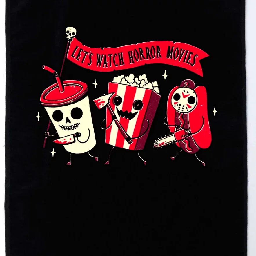 Funny Halloween Let's Watch Horror Movies Theater Food Platinum Collection Golf Towel