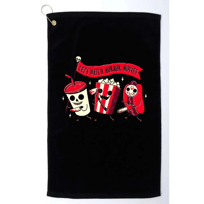 Funny Halloween Let's Watch Horror Movies Theater Food Platinum Collection Golf Towel