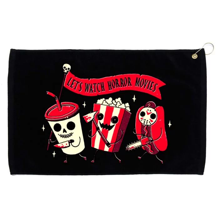 Funny Halloween Let's Watch Horror Movies Theater Food Grommeted Golf Towel