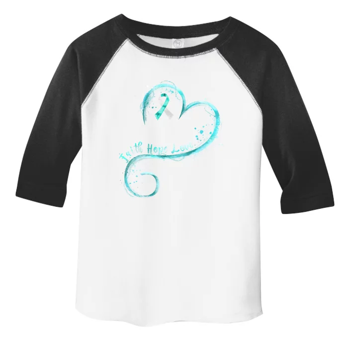 Faith Hope Love Teal Ribbon Cervical Cancer Awareness Gift Toddler Fine Jersey T-Shirt