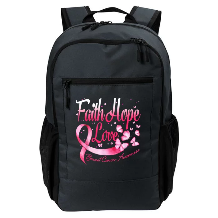 Faith Hope Love Breast Cancer Awareness Butterfly Daily Commute Backpack