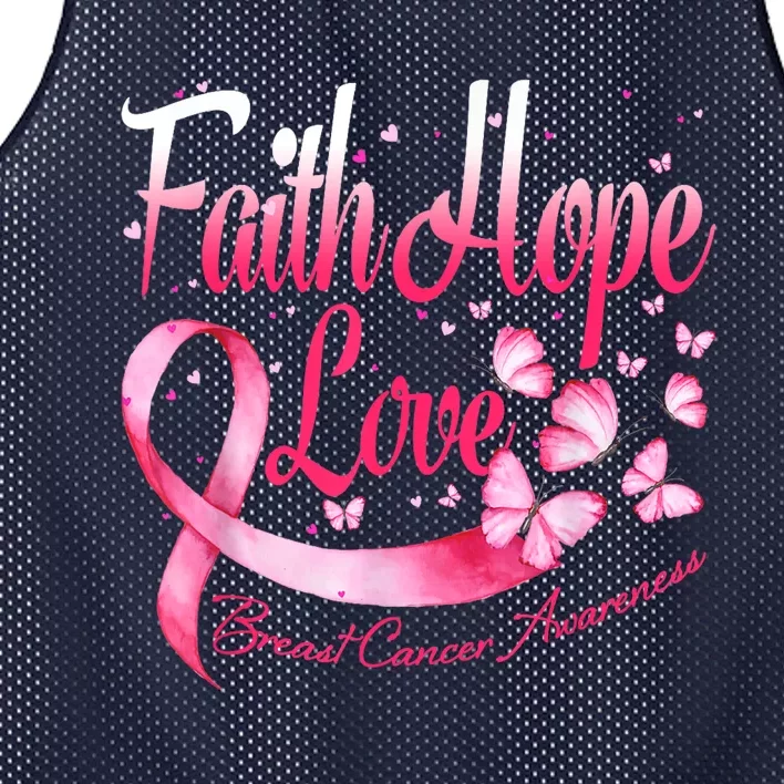 Faith Hope Love Breast Cancer Awareness Butterfly Mesh Reversible Basketball Jersey Tank