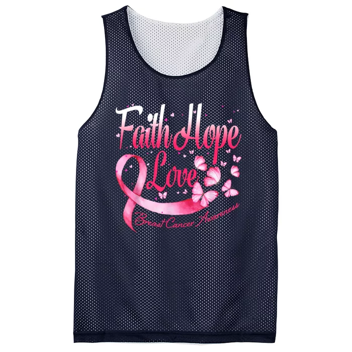 Faith Hope Love Breast Cancer Awareness Butterfly Mesh Reversible Basketball Jersey Tank