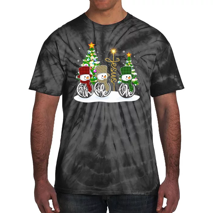 Faith Hope Love Snowman Jesus Funny Xmas Cross For Christian Tie-Dye T-Shirt