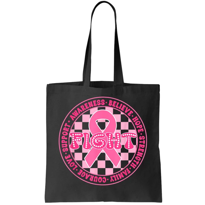 Faith Hope Love Ribbon Breast Cancer Awareness Month Tote Bag