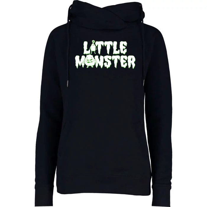 Funny Halloween Little Monster Womens Funnel Neck Pullover Hood