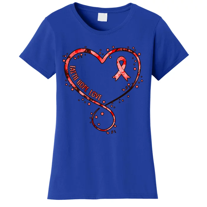 Faith Hope Love Heart Disease Awareness Survivor Graphic Cute Gift Women's T-Shirt