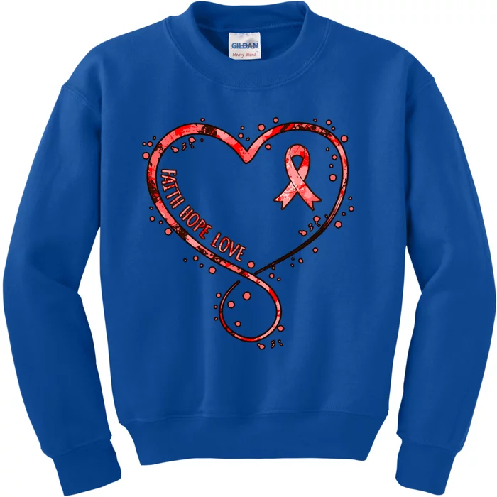 Faith Hope Love Heart Disease Awareness Survivor Graphic Cute Gift Kids Sweatshirt