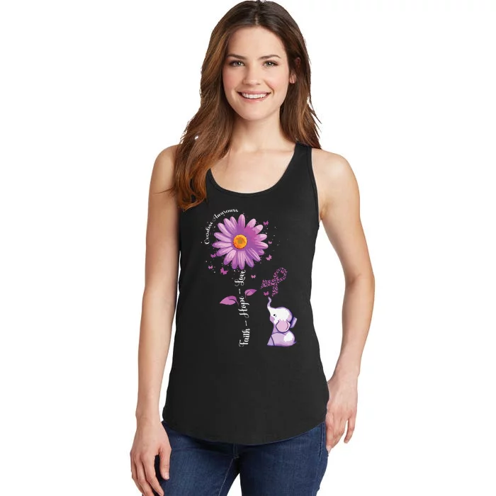 Faith Hope Love Sunflower Elephant Overdose Awareness Ladies Essential Tank