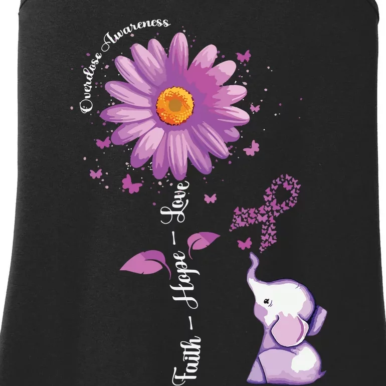 Faith Hope Love Sunflower Elephant Overdose Awareness Ladies Essential Tank