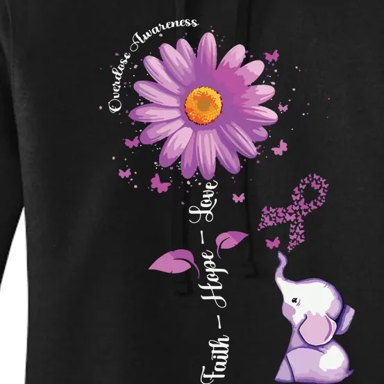 Faith Hope Love Sunflower Elephant Overdose Awareness Women's Pullover Hoodie