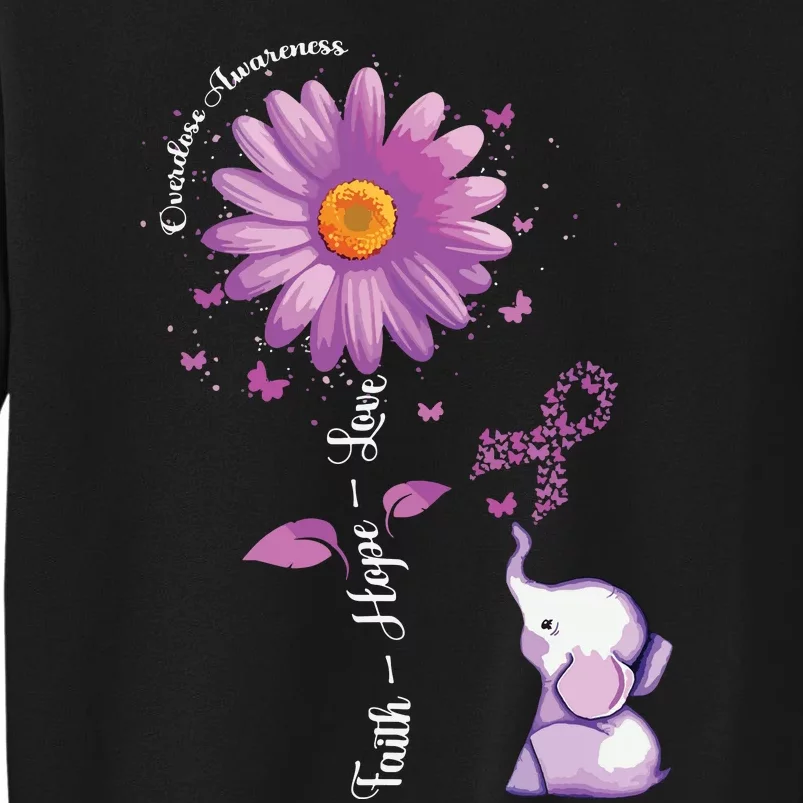 Faith Hope Love Sunflower Elephant Overdose Awareness Tall Sweatshirt