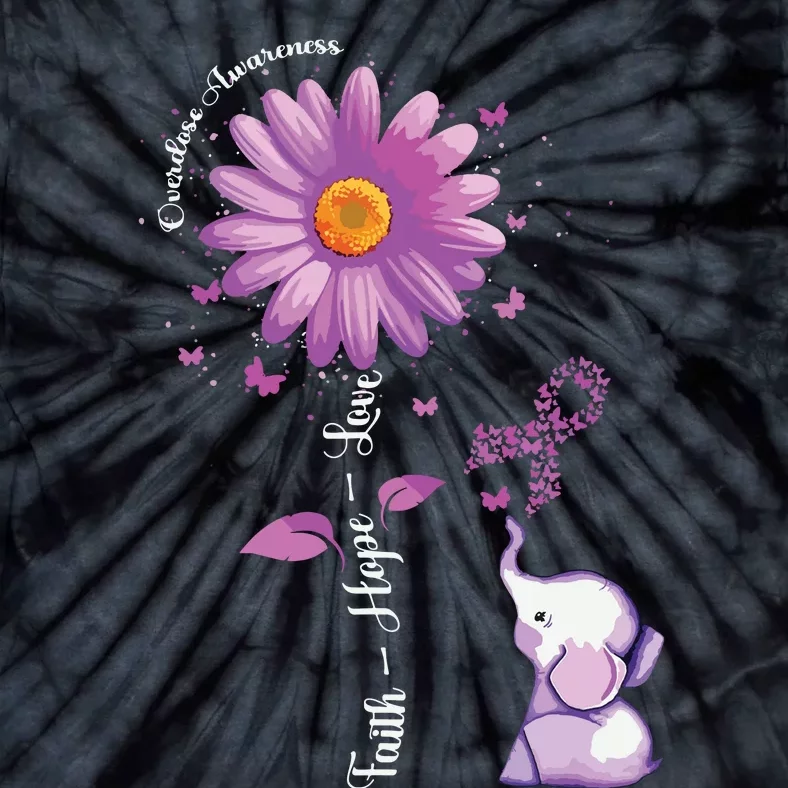 Faith Hope Love Sunflower Elephant Overdose Awareness Tie-Dye T-Shirt