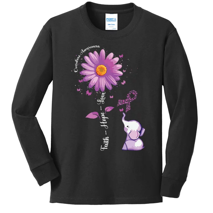 Faith Hope Love Sunflower Elephant Overdose Awareness Kids Long Sleeve Shirt