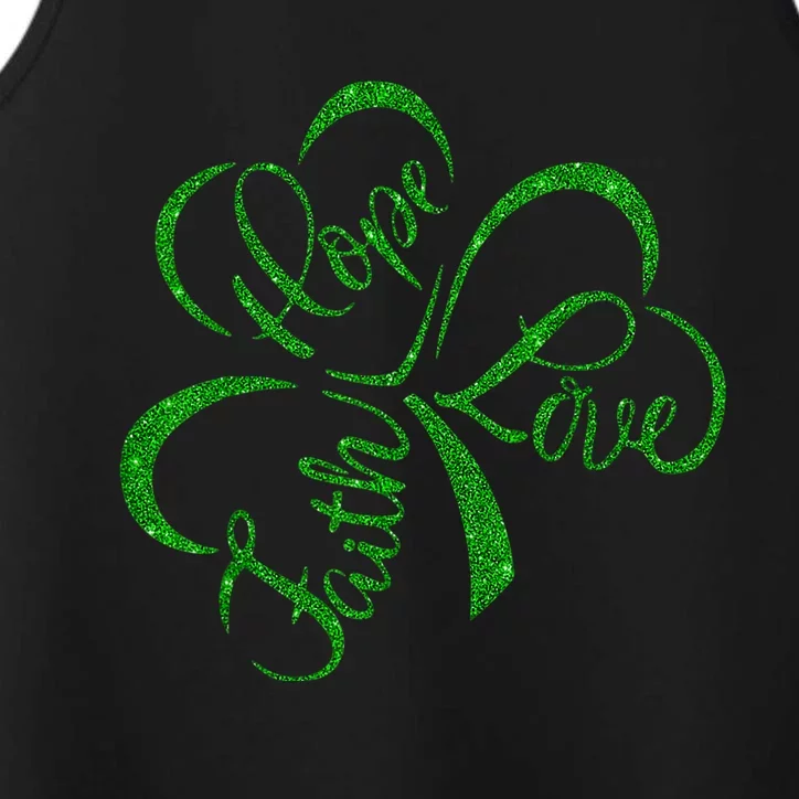 Faith Hope Love Christian St. PatrickS Day Shamrock Clover Performance Tank