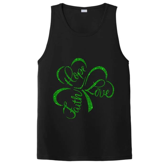 Faith Hope Love Christian St. PatrickS Day Shamrock Clover Performance Tank