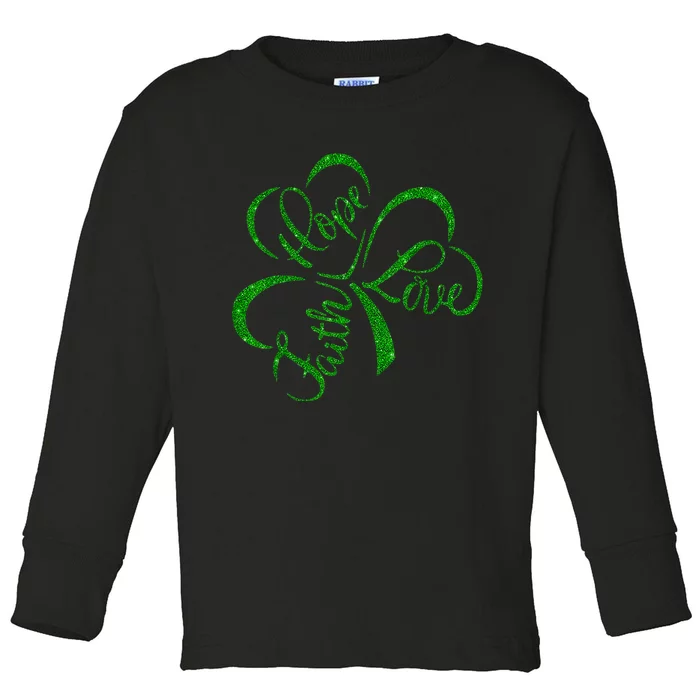 Faith Hope Love Christian St. PatrickS Day Shamrock Clover Toddler Long Sleeve Shirt