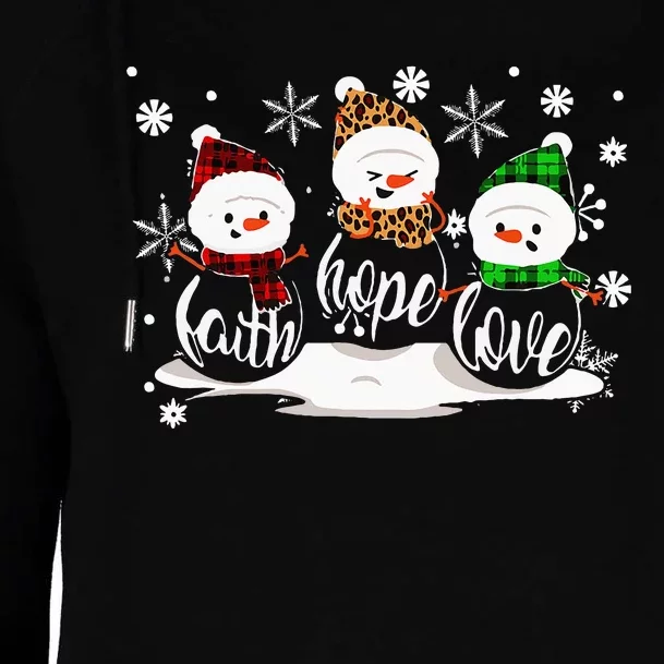 Faith Hope Love Snowman Christmas Pajama Cute Winter XMas Womens Funnel Neck Pullover Hood