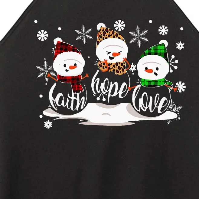 Faith Hope Love Snowman Christmas Pajama Cute Winter XMas Women’s Perfect Tri Rocker Tank