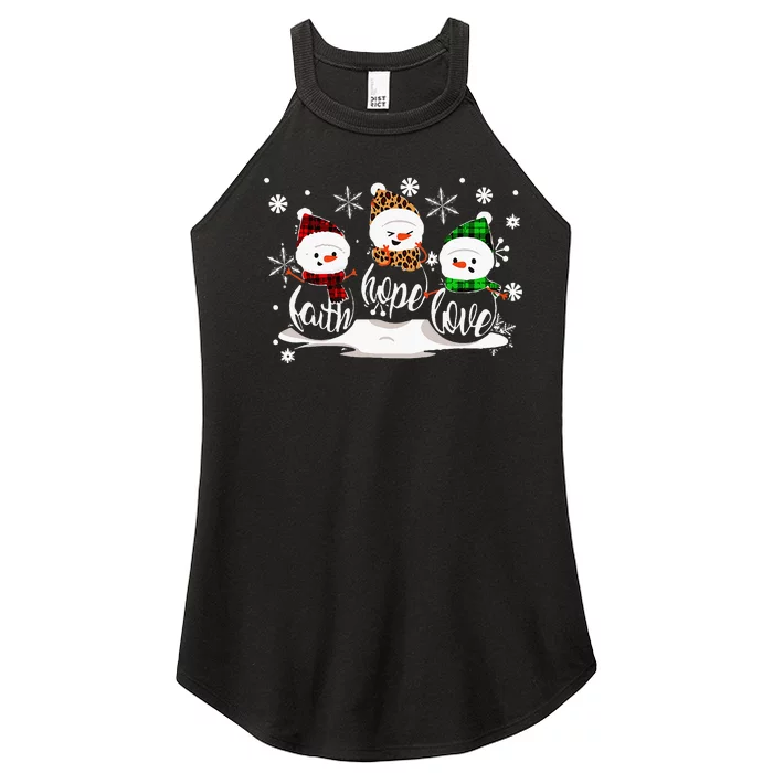 Faith Hope Love Snowman Christmas Pajama Cute Winter XMas Women’s Perfect Tri Rocker Tank