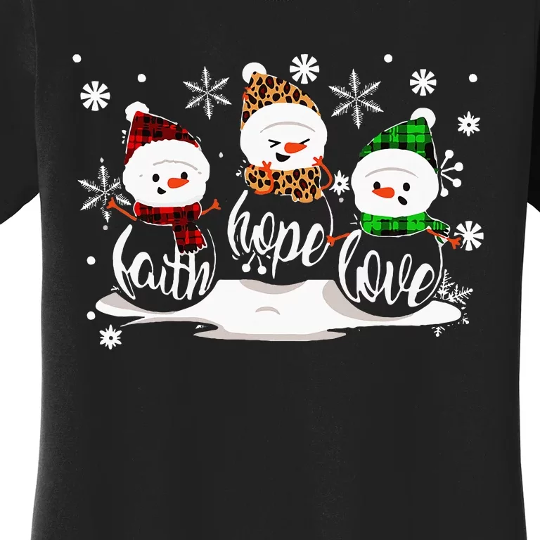 Faith Hope Love Snowman Christmas Pajama Cute Winter XMas Women's T-Shirt