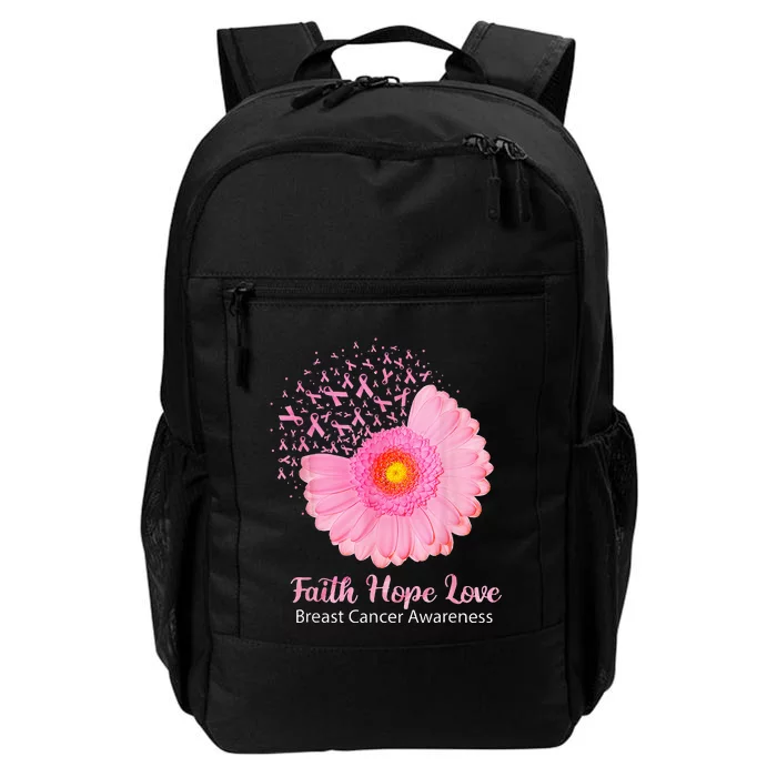 Faith Hope Love Breast Cancer Awareness Flower Pink Daily Commute Backpack