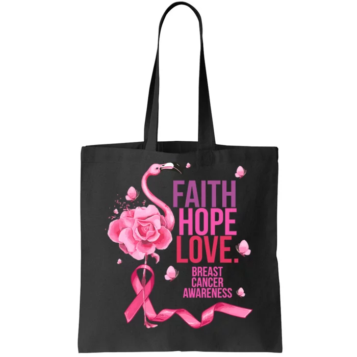 Faith Hope Love Breast Cancer Awareness Tote Bag