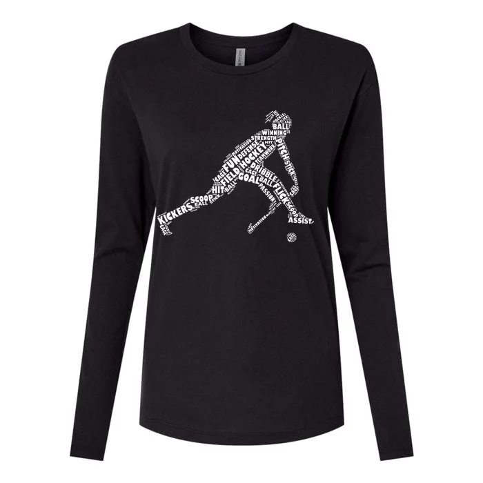 Field Hockey Love Field Hockey Player Womens Cotton Relaxed Long Sleeve T-Shirt