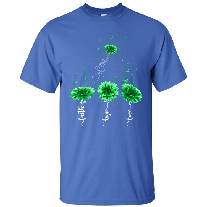 Faith Hope Love Green Sunflower Ney Disease Awareness Gift Tall T-Shirt