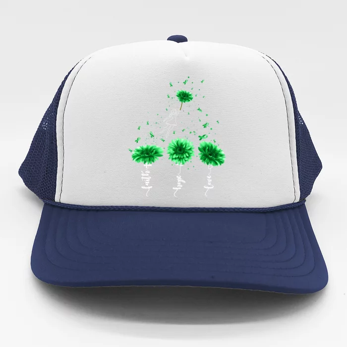 Faith Hope Love Green Sunflower Ney Disease Awareness Gift Trucker Hat