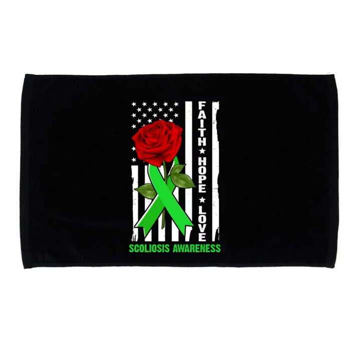 Faith Hope Love Scoliosis Awareness USA Rose Flag Microfiber Hand Towel