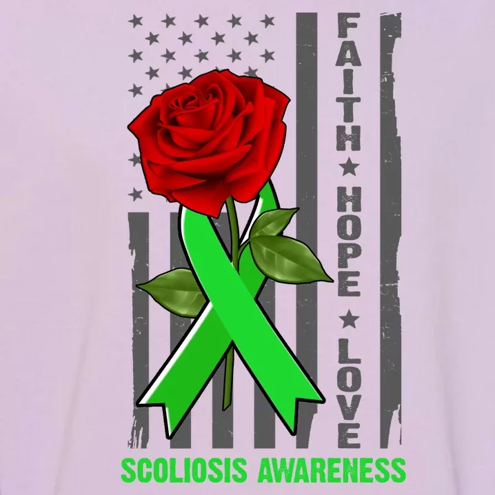 Faith Hope Love Scoliosis Awareness USA Rose Flag Garment-Dyed Sweatshirt