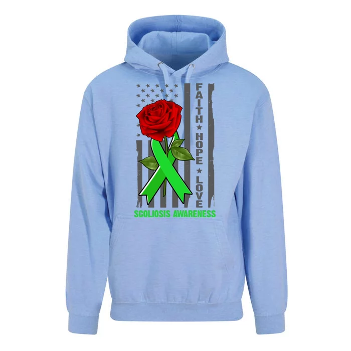 Faith Hope Love Scoliosis Awareness USA Rose Flag Unisex Surf Hoodie