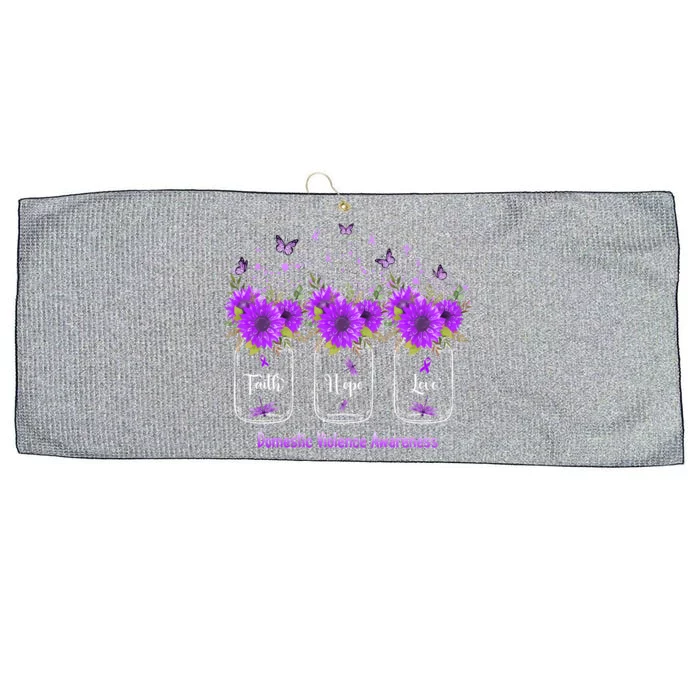 Faith Hope Love Domestic Violence Awareness Purple Sunflower Gift Large Microfiber Waffle Golf Towel