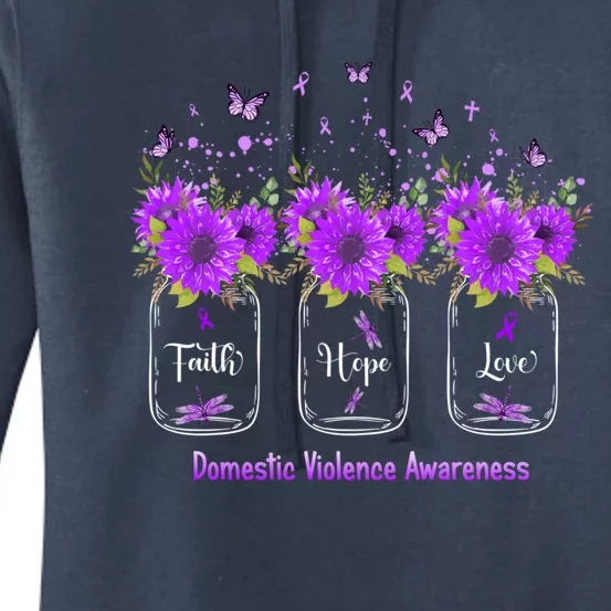 Faith Hope Love Domestic Violence Awareness Purple Sunflower Gift Women's Pullover Hoodie