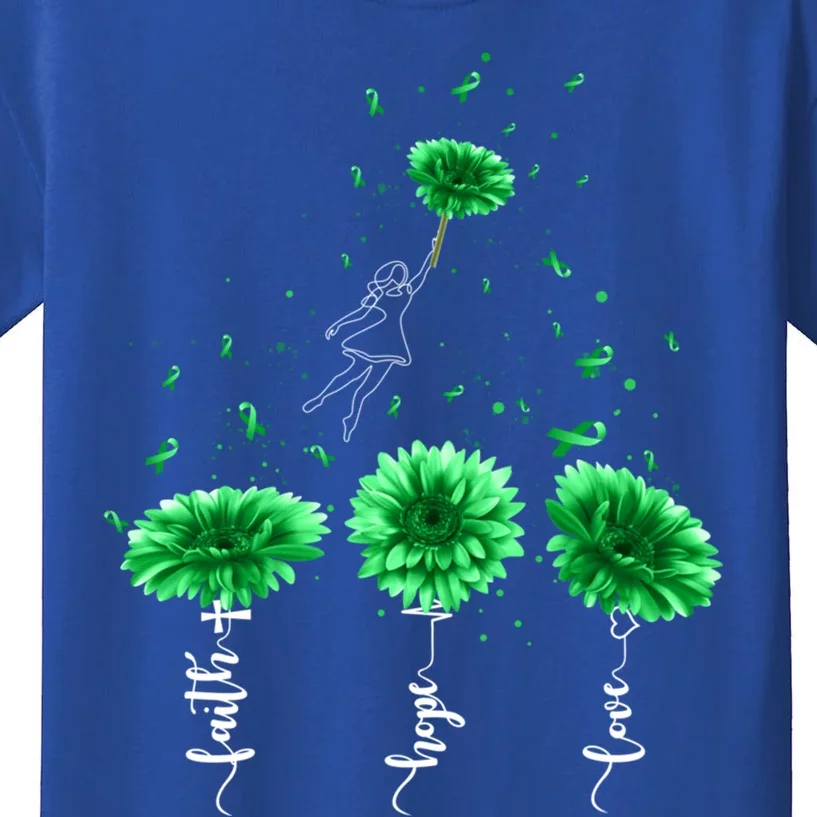 Faith Hope Love Green Sunflower Ney Disease Awareness Gift Kids T-Shirt