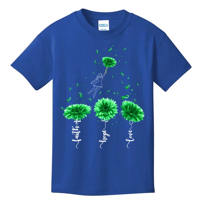 Faith Hope Love Green Sunflower Ney Disease Awareness Gift Kids T-Shirt