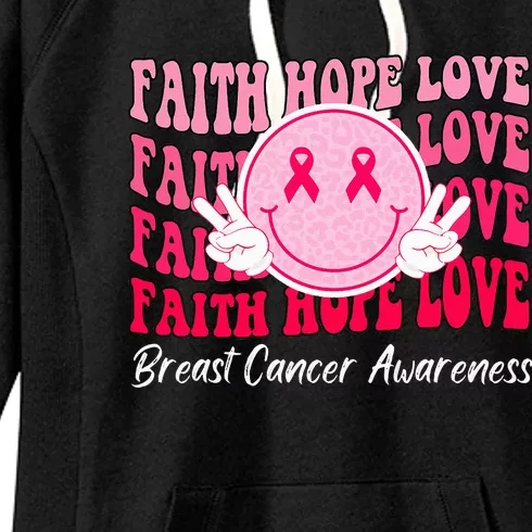 Faith Hope Love Breast Cancer Awareness Month Warrior Women's Fleece Hoodie